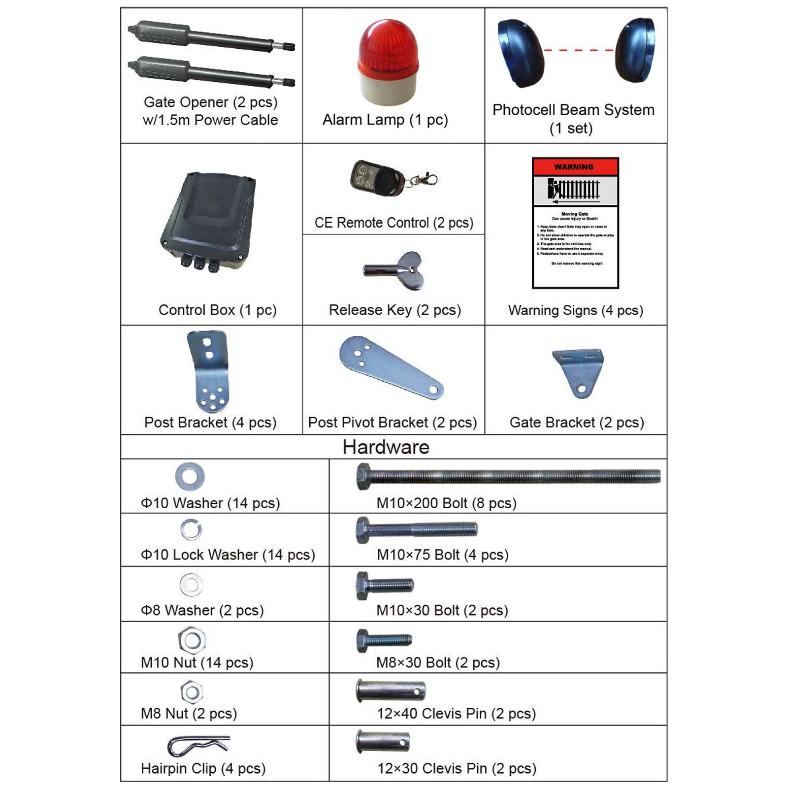 Abridor automático eléctrico,capacidad VEVOR 300kg,abridor de doble hoja,longitud 2,7 m,velocidad 16 mm/s,50W,kit completo a control remoto - 9