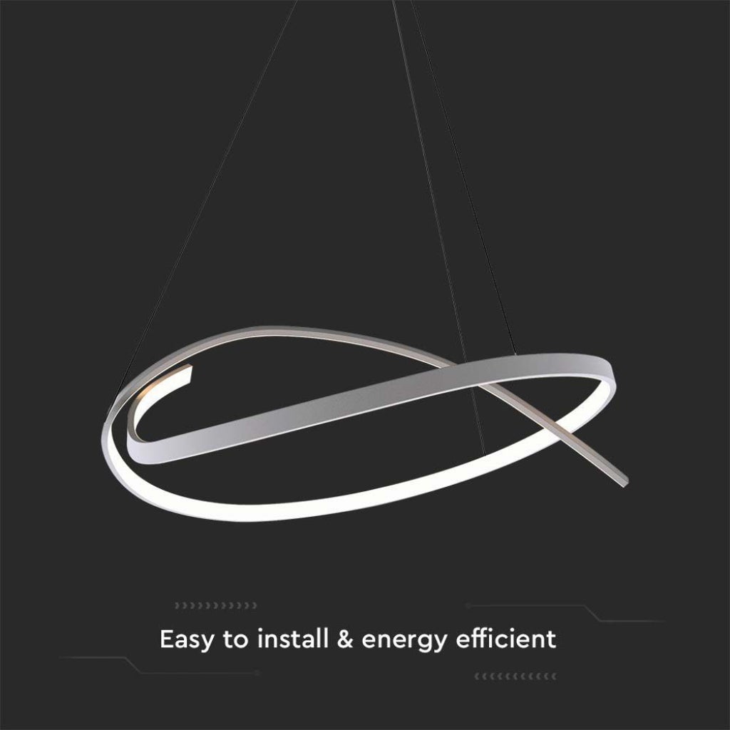 Okrągła lampa wisząca LED 48W z białego metalu, 80*120 cm, 3000K, ściemnialna triakiem - 5