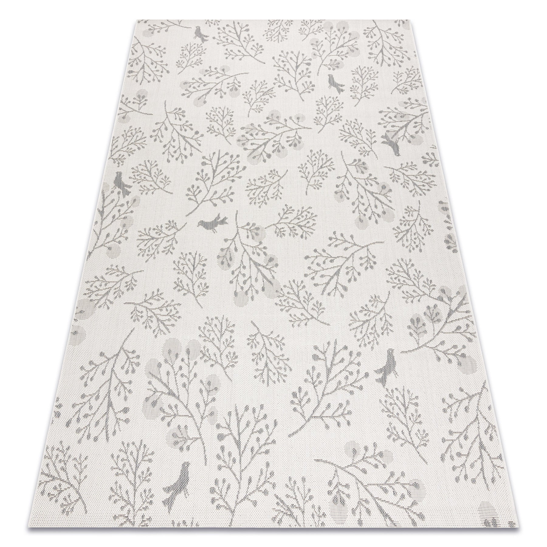 Dywan SZNURKOWY SIZAL FLAT 48774/367 Listki Ptaszki krem szary 200x290 cm
