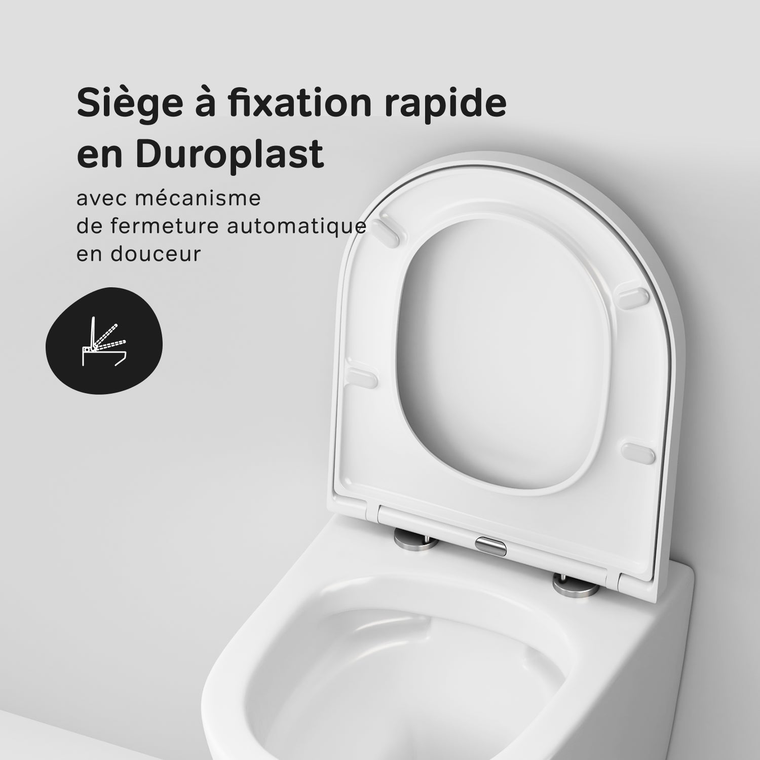 Pack WC suspendu bâti mural et cuvette Plaque Carrée Blanche,&nbsp; Pack WC Bati-support AM.PM Flash - 8
