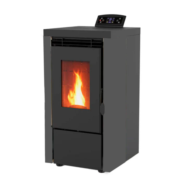 Poêle à granulés noirs ELITE 7 kW. Pour des pièces jusqu'à 110m³. Idéal pour les salons, les maisons de campagne et les vérandas.
