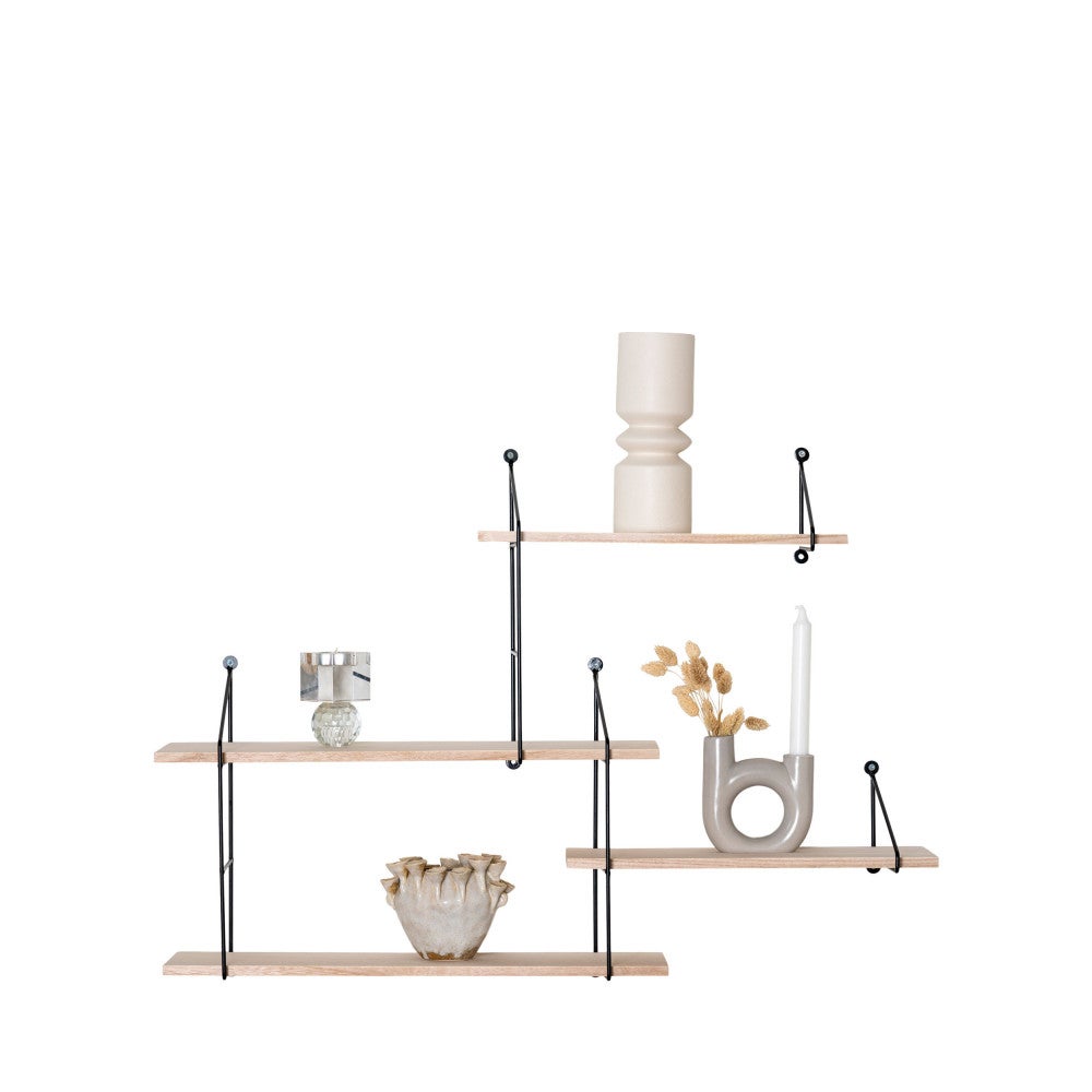 Harlem - Étagère murale en bois et métal - Bois clair - 2