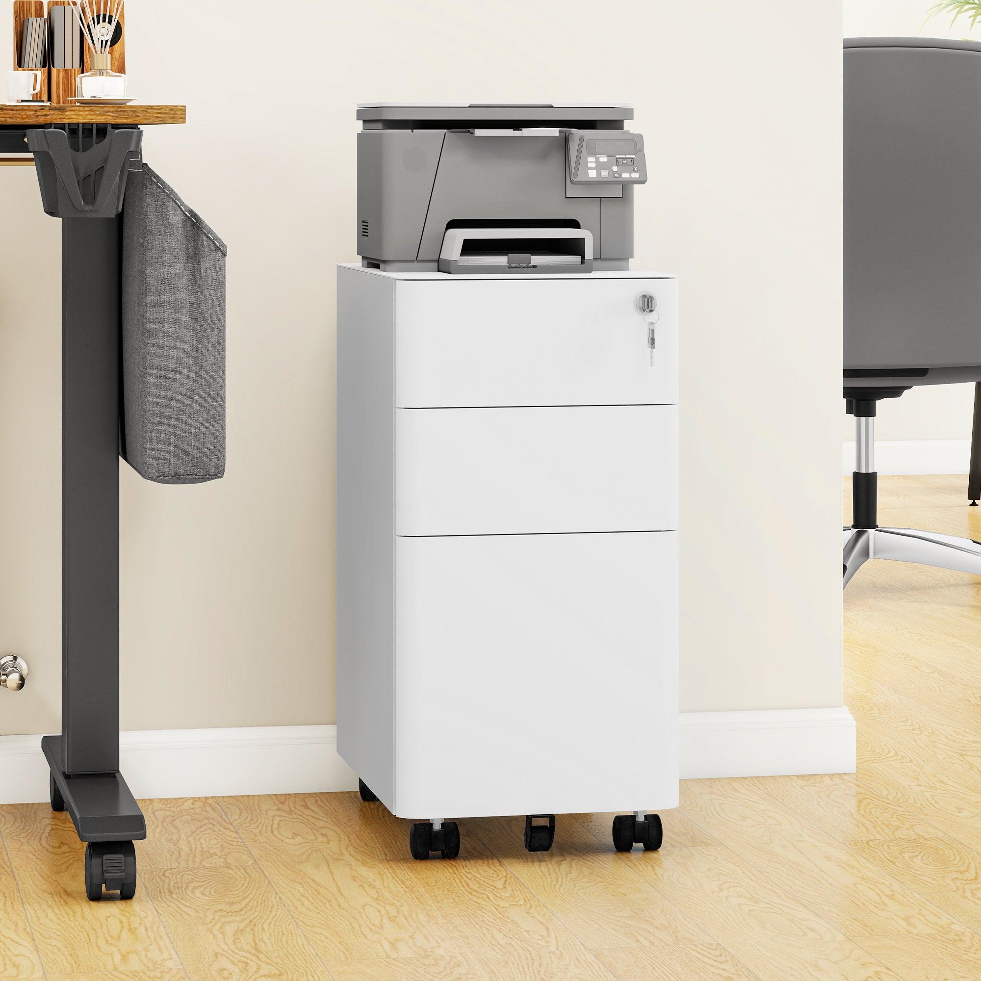 YITAHOME Caisson Bureau Avec 3 Tiroirs - Métal Caisson De Rangement