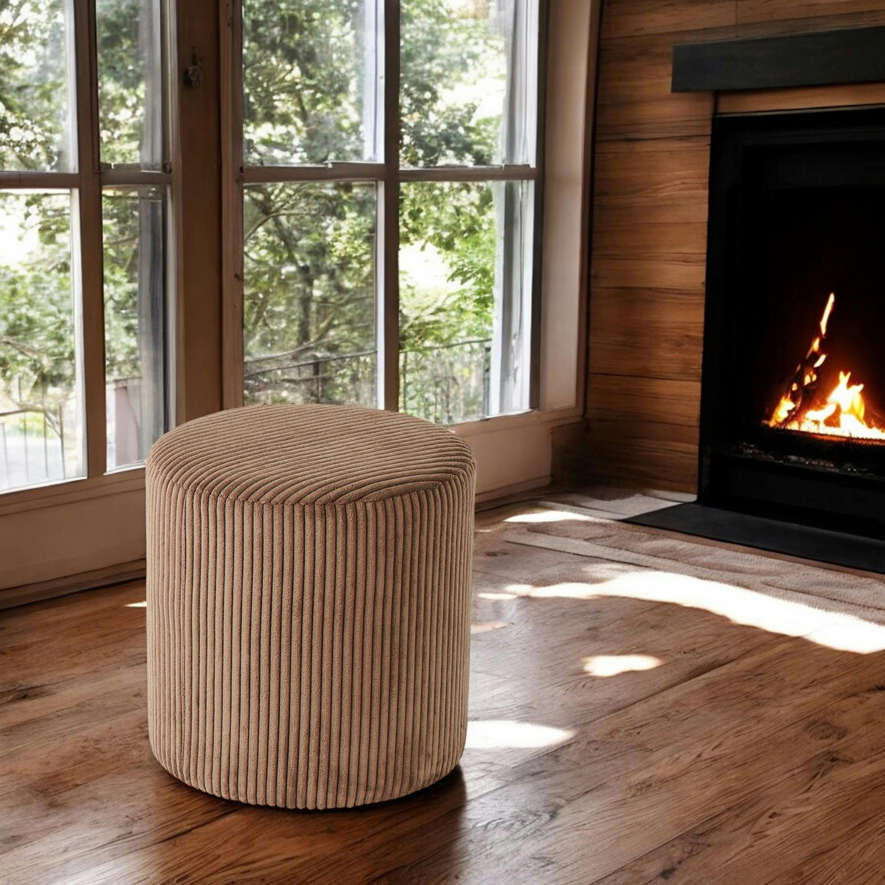 Pouf Rond Velour Pouf rond velours côtelé camel (lot de 2) MALMOE | Leroy Merlin
