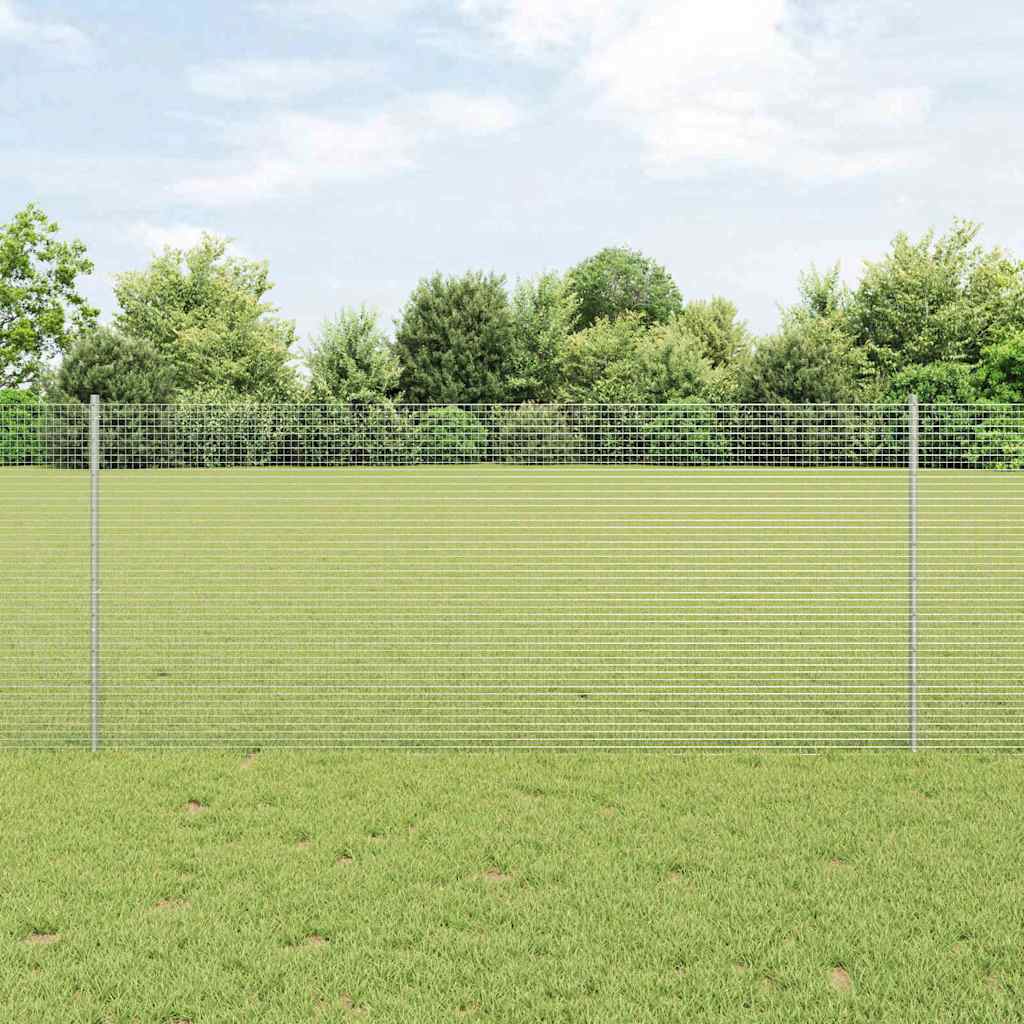 Ogrodzenie z słupkiem Srebrny 1 x 100 m Stal vidaXL