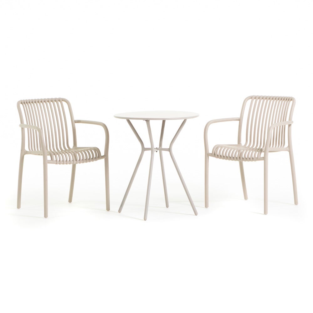 Ensemble de balcon avec table ronde Nathan et deux chaises empilables ...