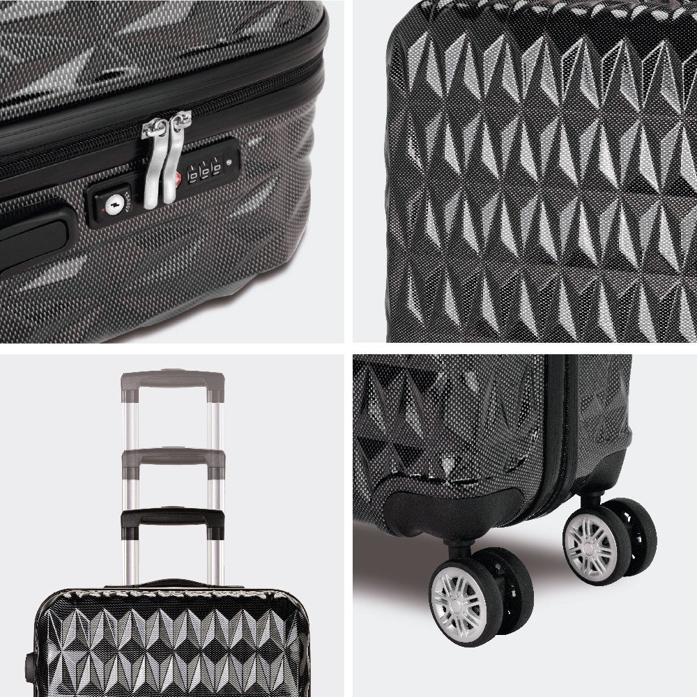 NEWTECK-Set de Valises 3 pièces Prisma Carbon (55/65cm) + Trousse de Toilette, ABS+Polycarbonate, fermeture TSA intégrée Gris - 2