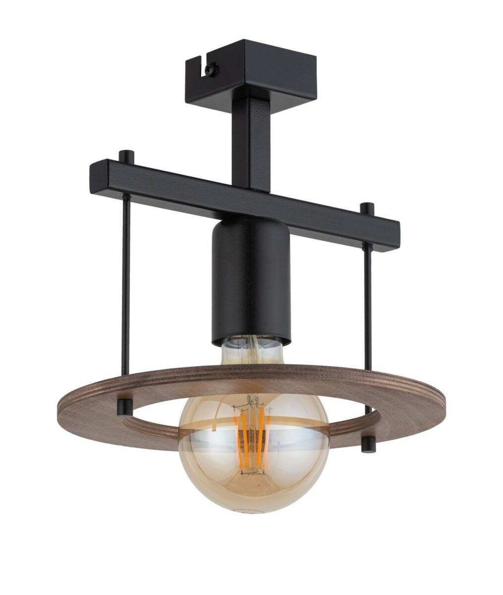 Lampa sufitowa wisząca Coffee czarna-ciemne drewno 1xE27x15W dekoracyjna wym: 20 x 21 x 21 cm metal SIGMA
