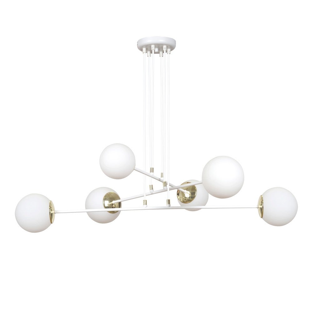 Lampa wisząca Signo 6 świateł biała ze szklanymi kulami 6xE14