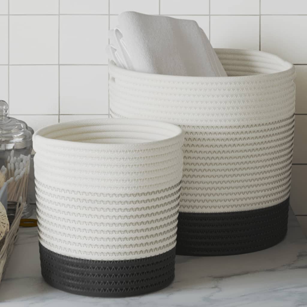 Cestini Portaoggetti In Plastica Intrecciata - Set Da 6, Colore Nero, Dimensioni 29x22.5x11.5 Cm