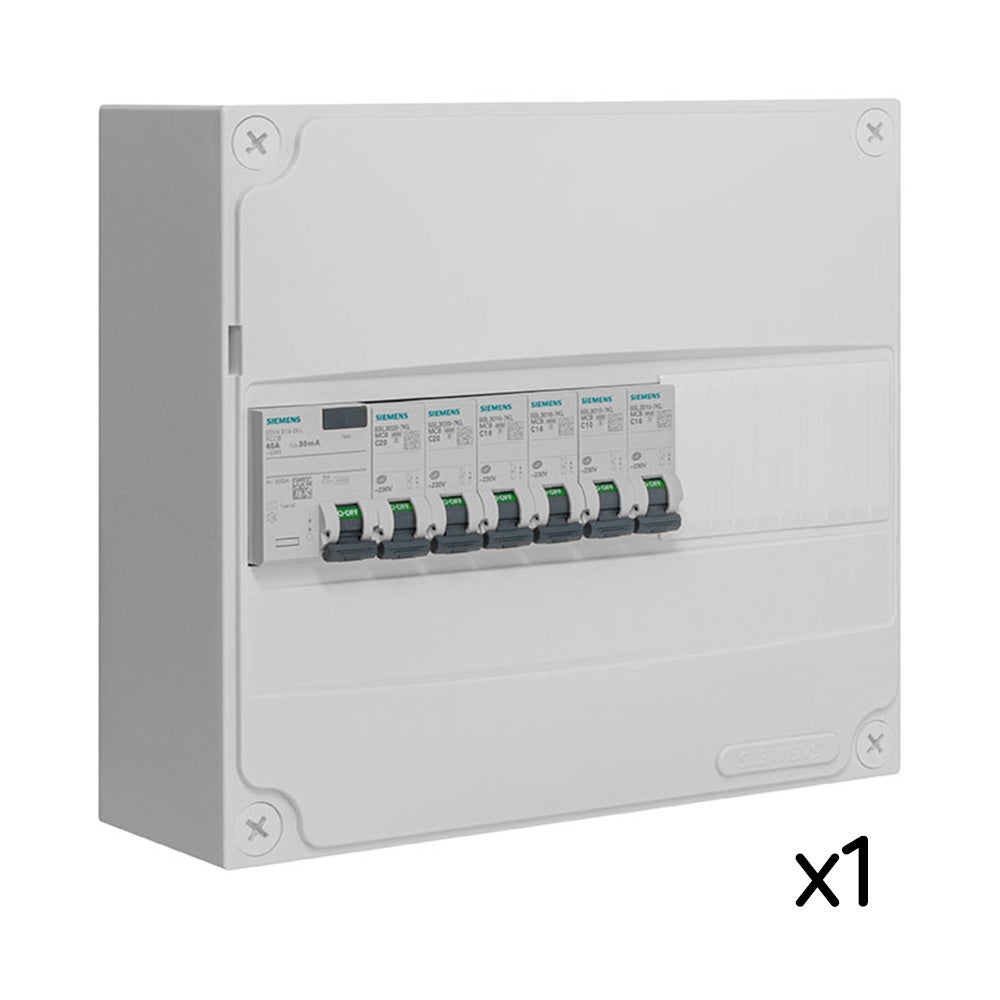SIEMENS Tableau électrique pré-équipé 1 rangée 13 modules 6 disjoncteurs 1 interrupteur différentiel - 4