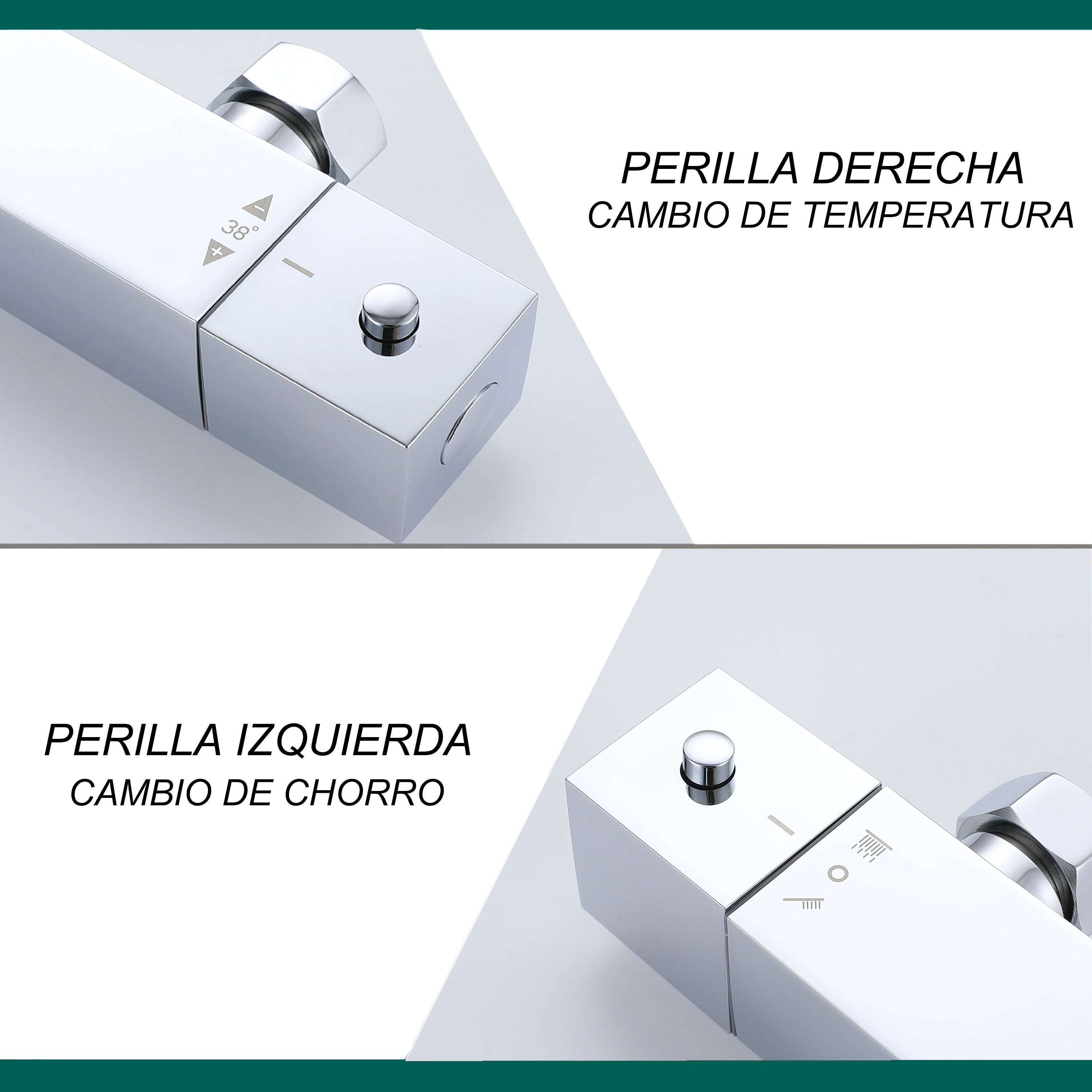 AICA Coluna de chuveiro termostática de prata brilhante barra ajustável e spray superior aço inoxidável design simples para banheiro - 4