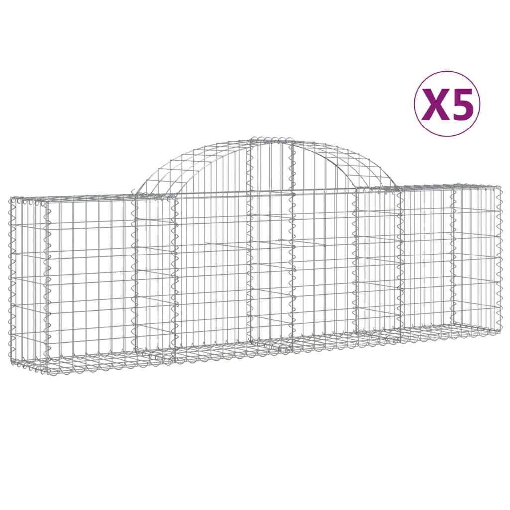 The Living Store - Paniers à gabions arqués 5 pcs 200x30x60/80 cm Fer galvanisé - 2