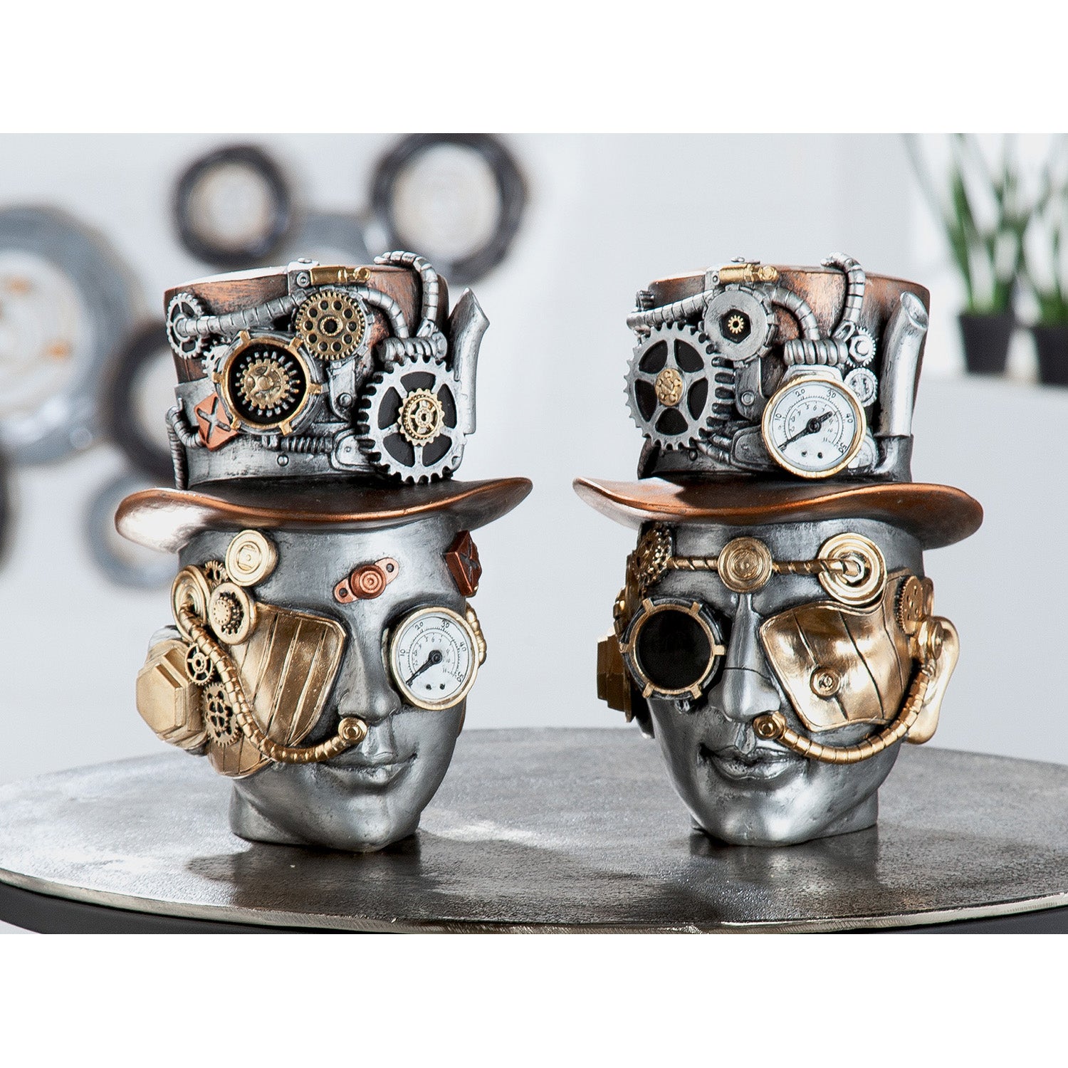 Casablanca by Gilde Sculpture décorative Homme Steampunk H. 20 cm - 2