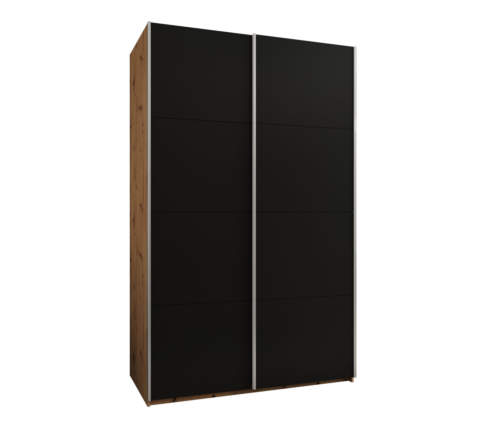 Szafa przesuwna wysoka Lux 1 150 x 64 x 245,5 cm artisan + czarny + u. srebrny - Abiks Meble