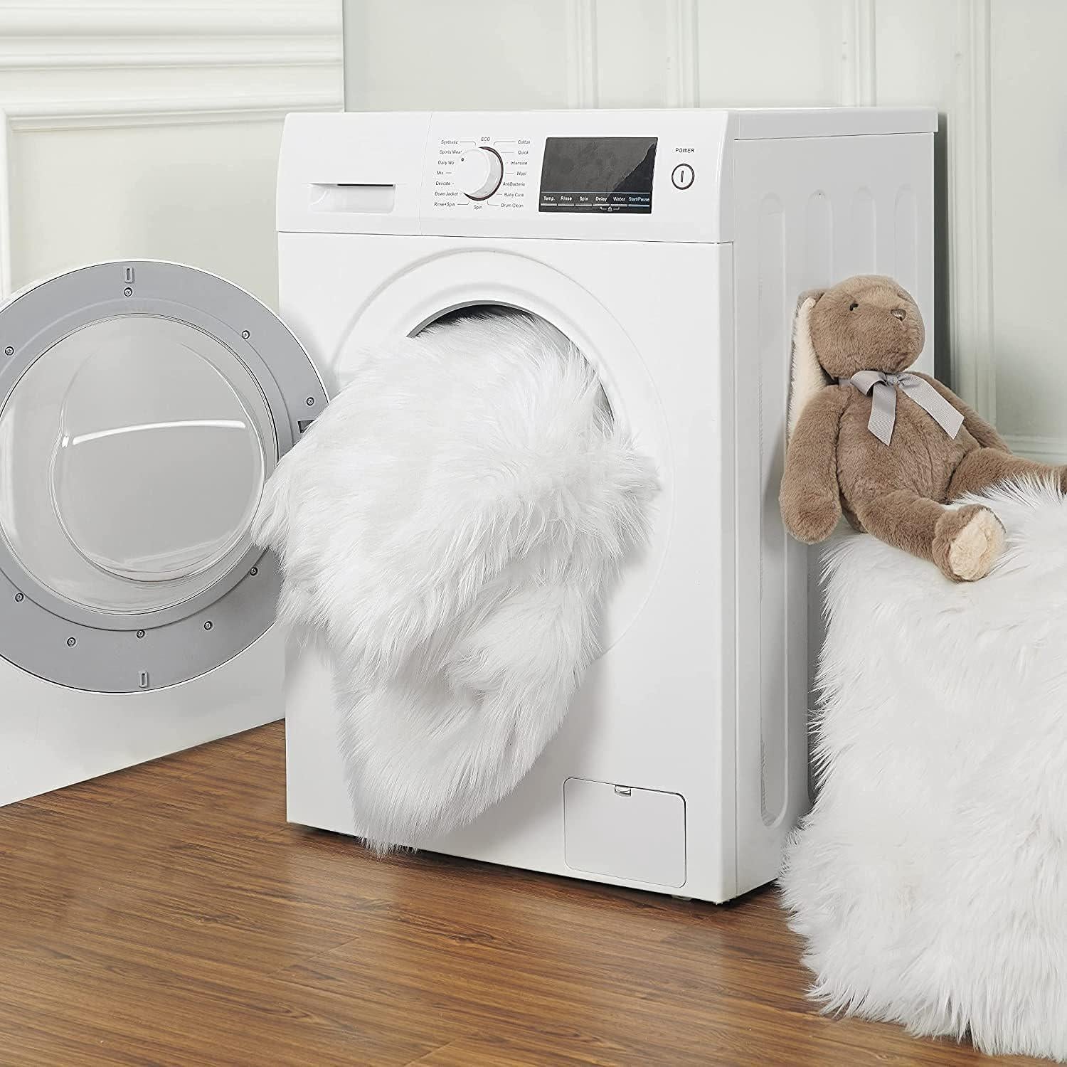 Tapete macio e fofo de 60x90 cm para sala de estar, tapete de pelúcia para cadeira de quarto (branco) - 3