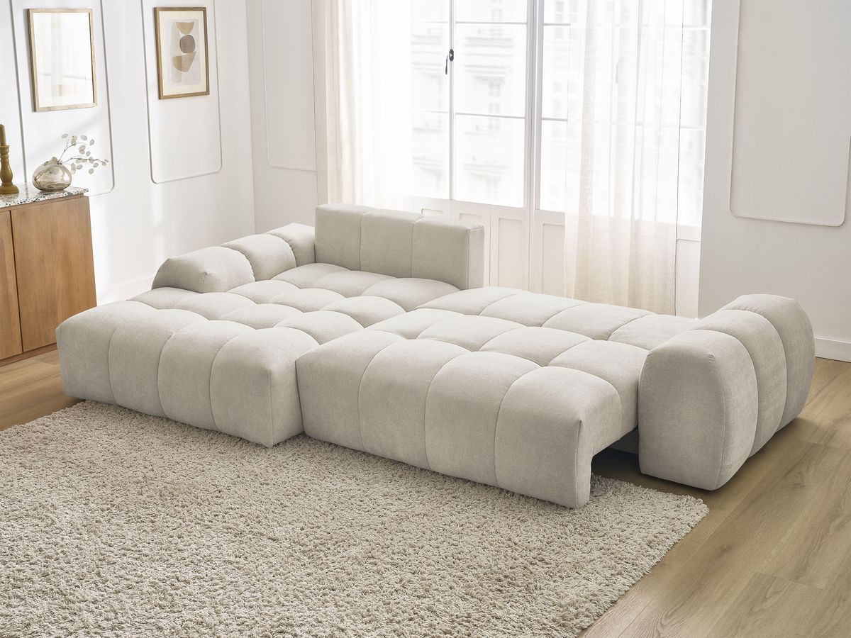 Canapé d'angle convertible coffre EVEREST tissu texturé BOBOCHIC 3 ...