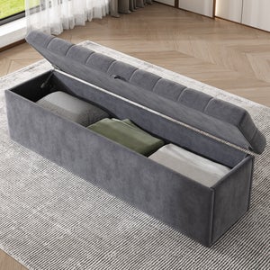 Panca imbottita quercia e antracite 90x39x40h cm - Barthelemy