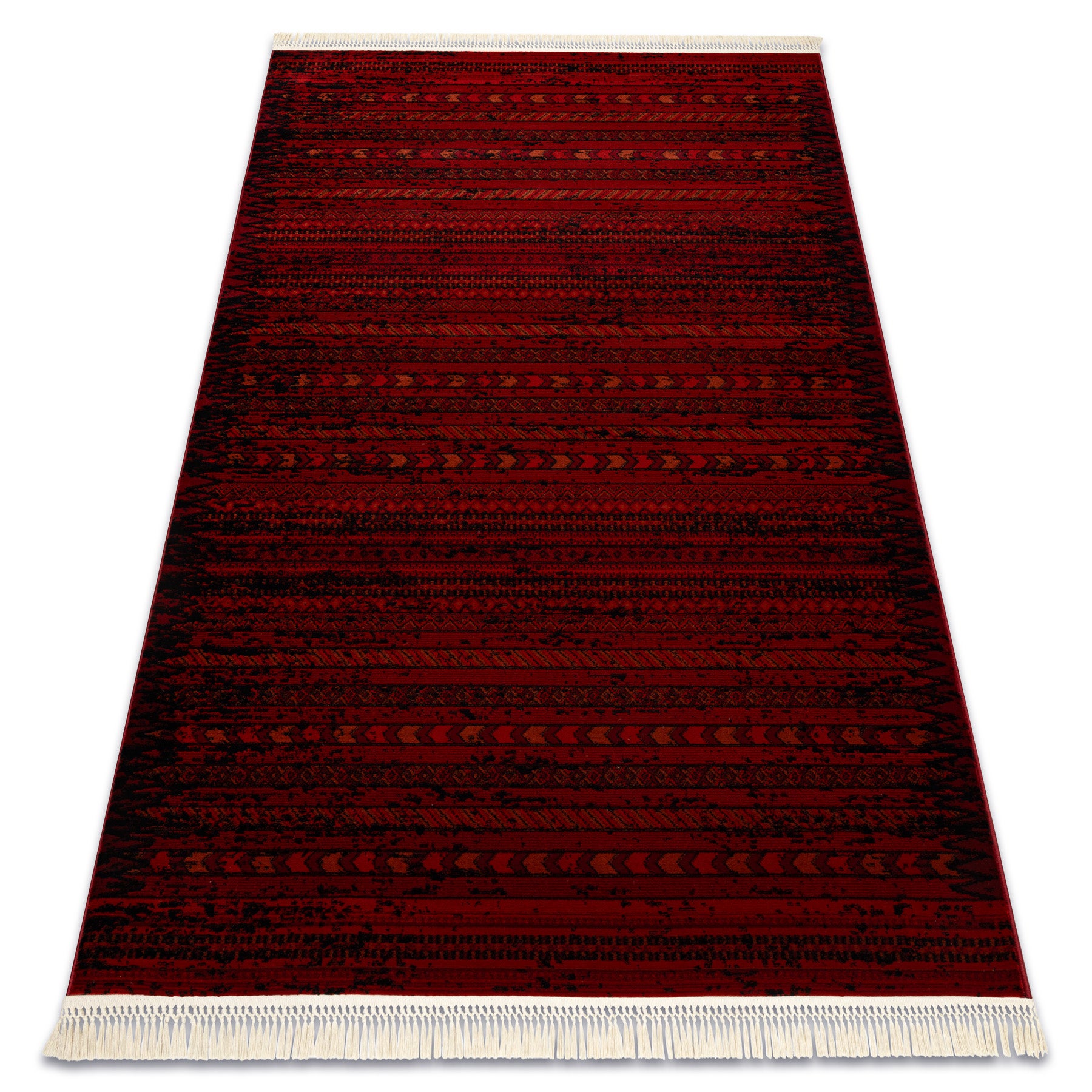 Dywan ORIENT 5820 bordo / czarny Orientalny, pasy z frędzlami 180x270 cm