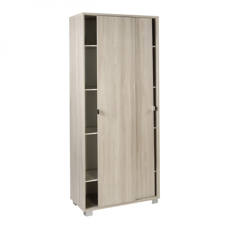 Armoire coulissante à 2 portes, 82 L x 42 P x 190 H, finition orme clair, Sarmog - 4