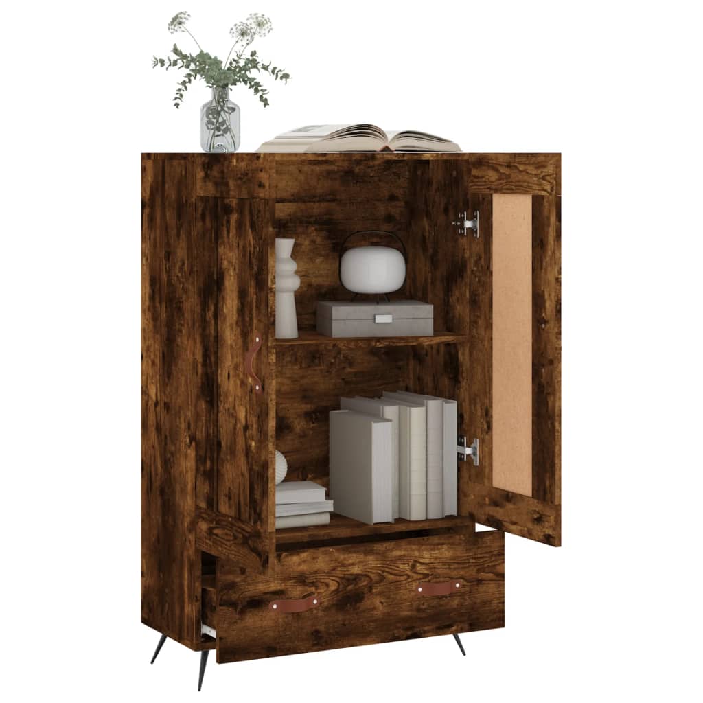 Credenza alta in rovere affumicato 69,5x31x115 cm in multistrato - 4