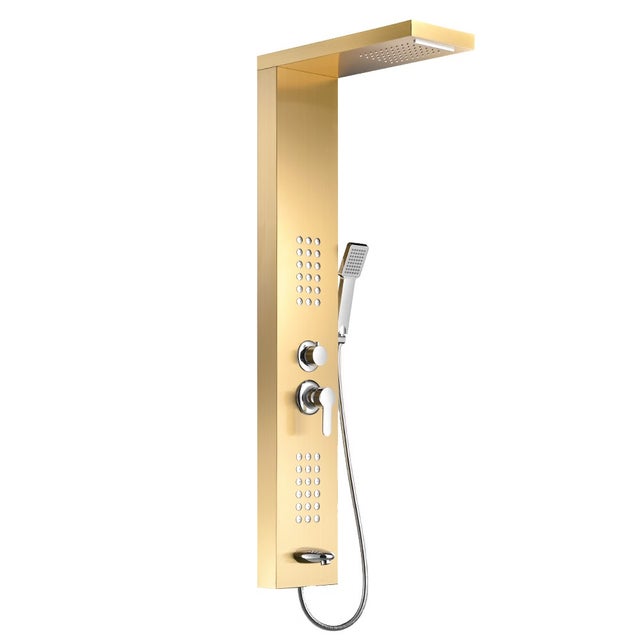 LULY Panneau colonne de douche hydromassante 4 jets + 1 robinet Or
