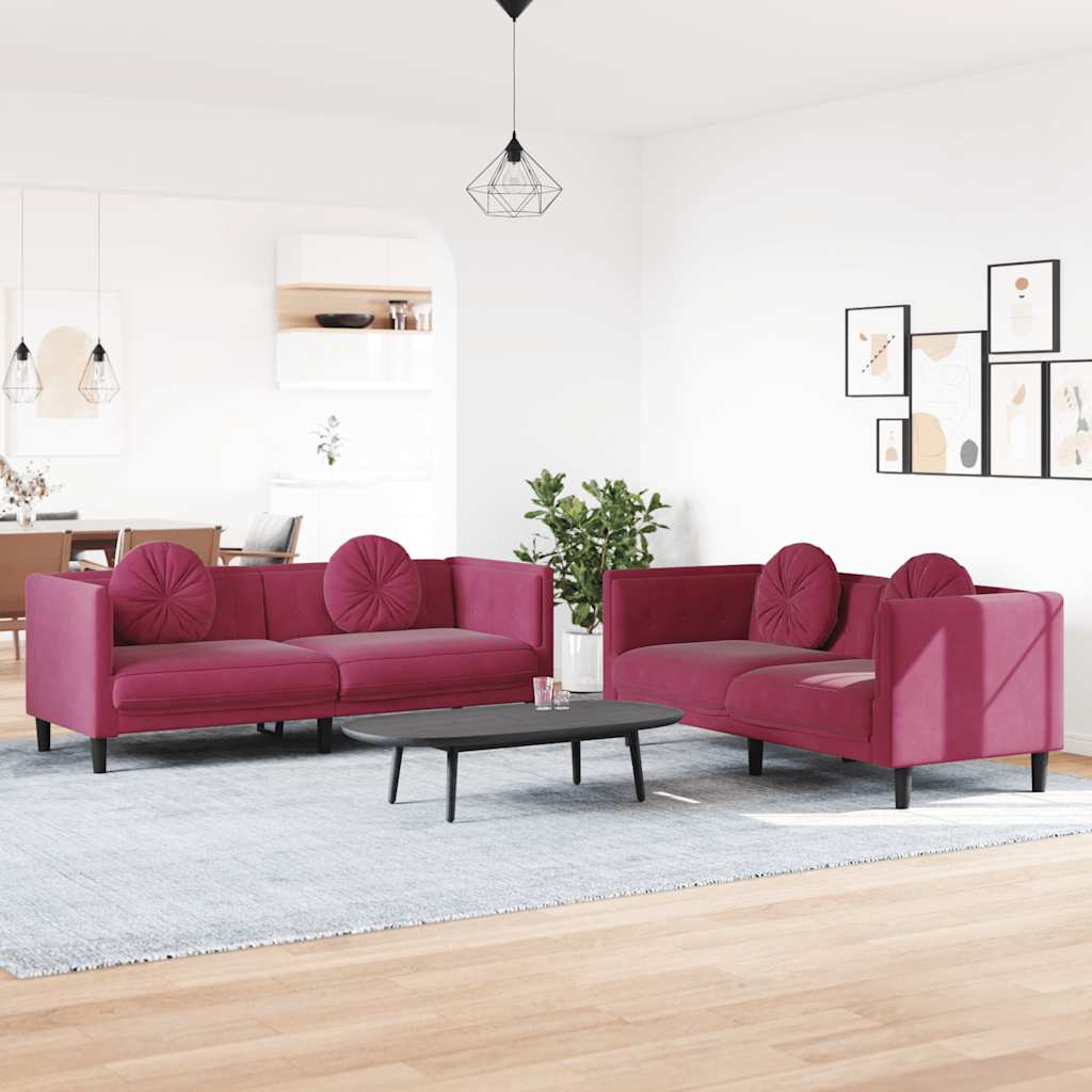 Ensemble Canapé 2 Places Crème En Velours VidaXL - Neuf Avec Coussins Sièges