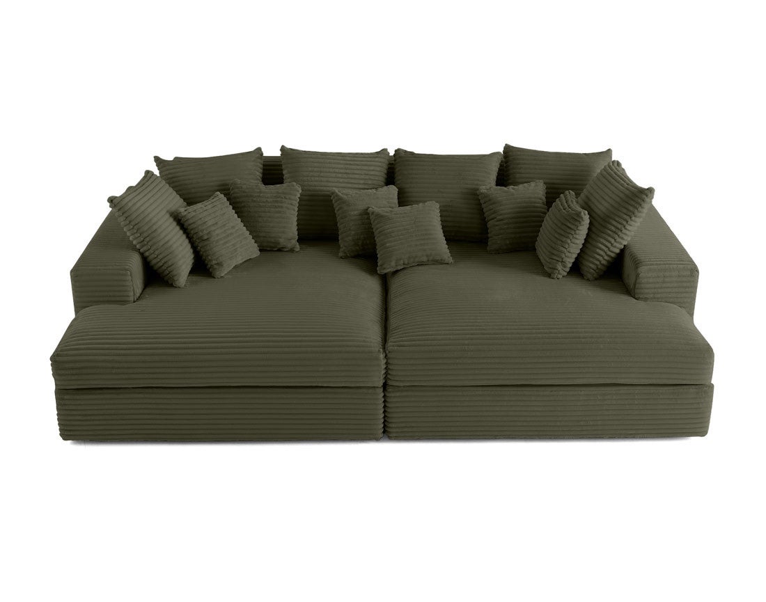 Canapé droit 4 places en vert - COLLINS - Best Mobilier - 9