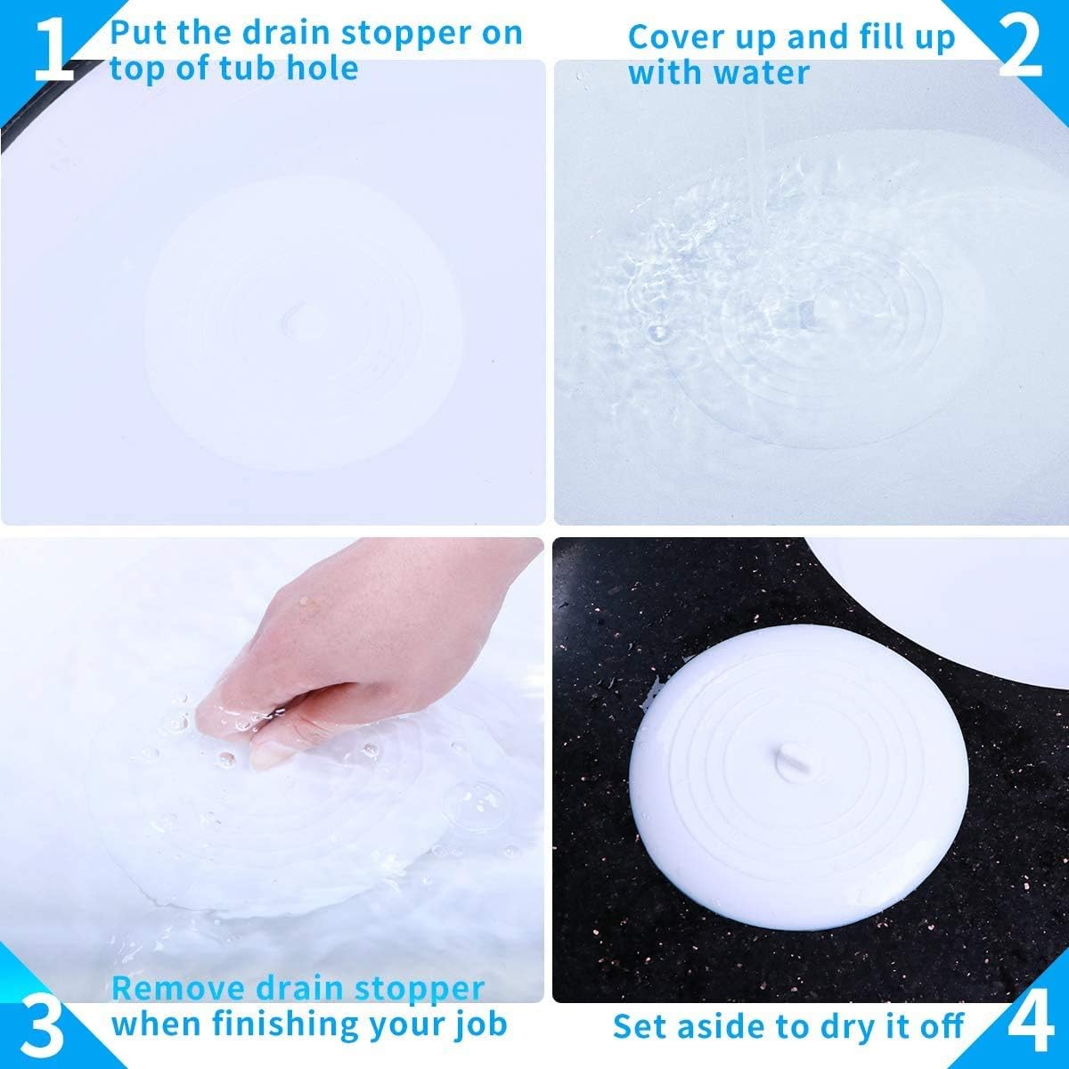 Tappi per vasca in silicone, tappo per lavandino, tappo per lavello da cucina, diametro 15 cm, per cucine, bagni e lavanderie, tappo di scarico universale (1 pezzo, BUNS