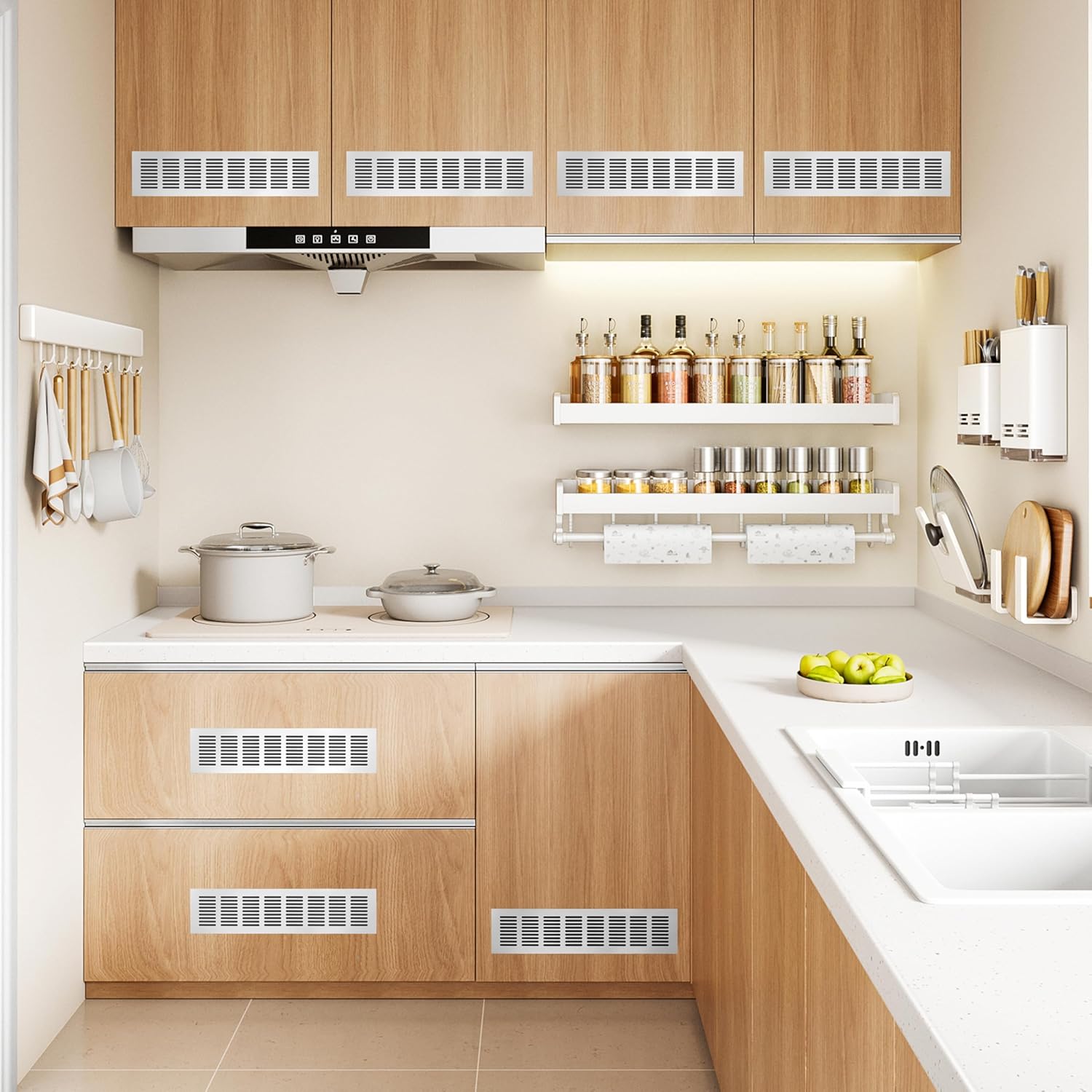 Kratka wentylacyjna aluminiowa z wkrętami, do wentylacji szaf i pomieszczeń, 35 x 8 cm, srebrna, 4 sztuki - 3