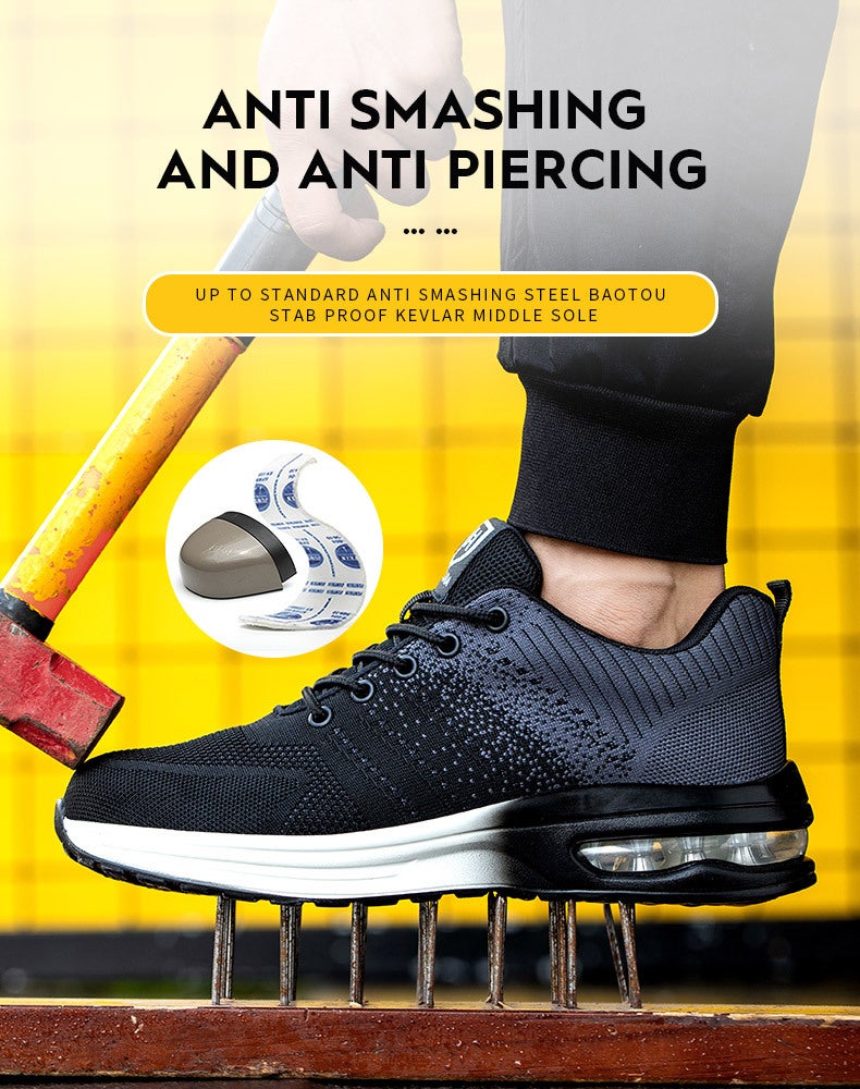 Chaussures de Securité Hommes Femmes Legere Basket de Securite Respirante Confortable Chaussure de Travail avec Embout en Acier Noir Taille 41 - 4