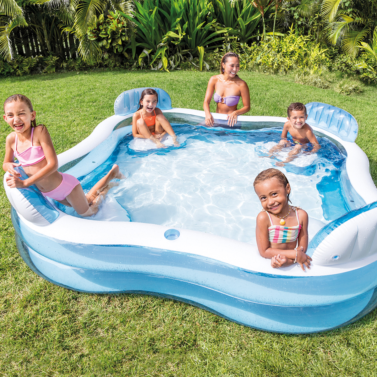 Piscina insuflável com assentos 229x229x66 cm - 990 l - 4