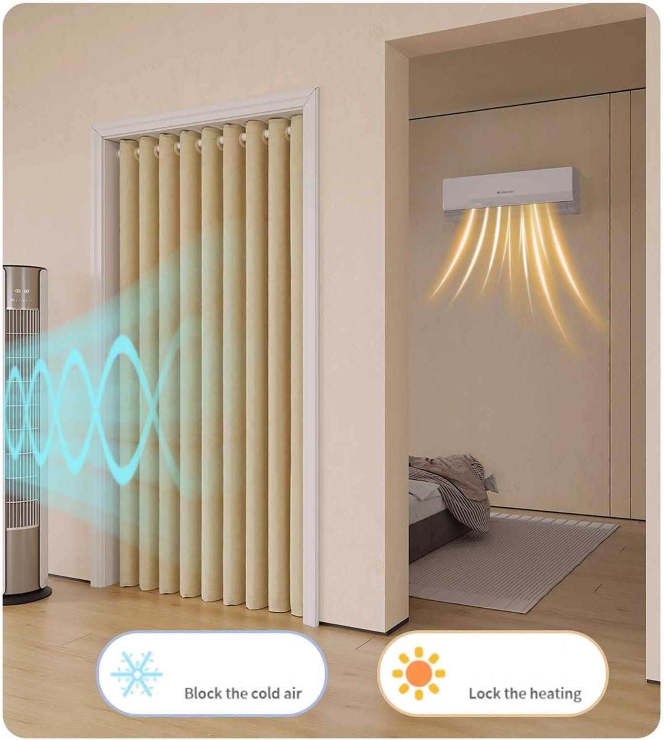 Tende fonoassorbenti, oscuramento spesso, isolamento termico, riduzione del rumore, tende per porte 150*180cm - 2