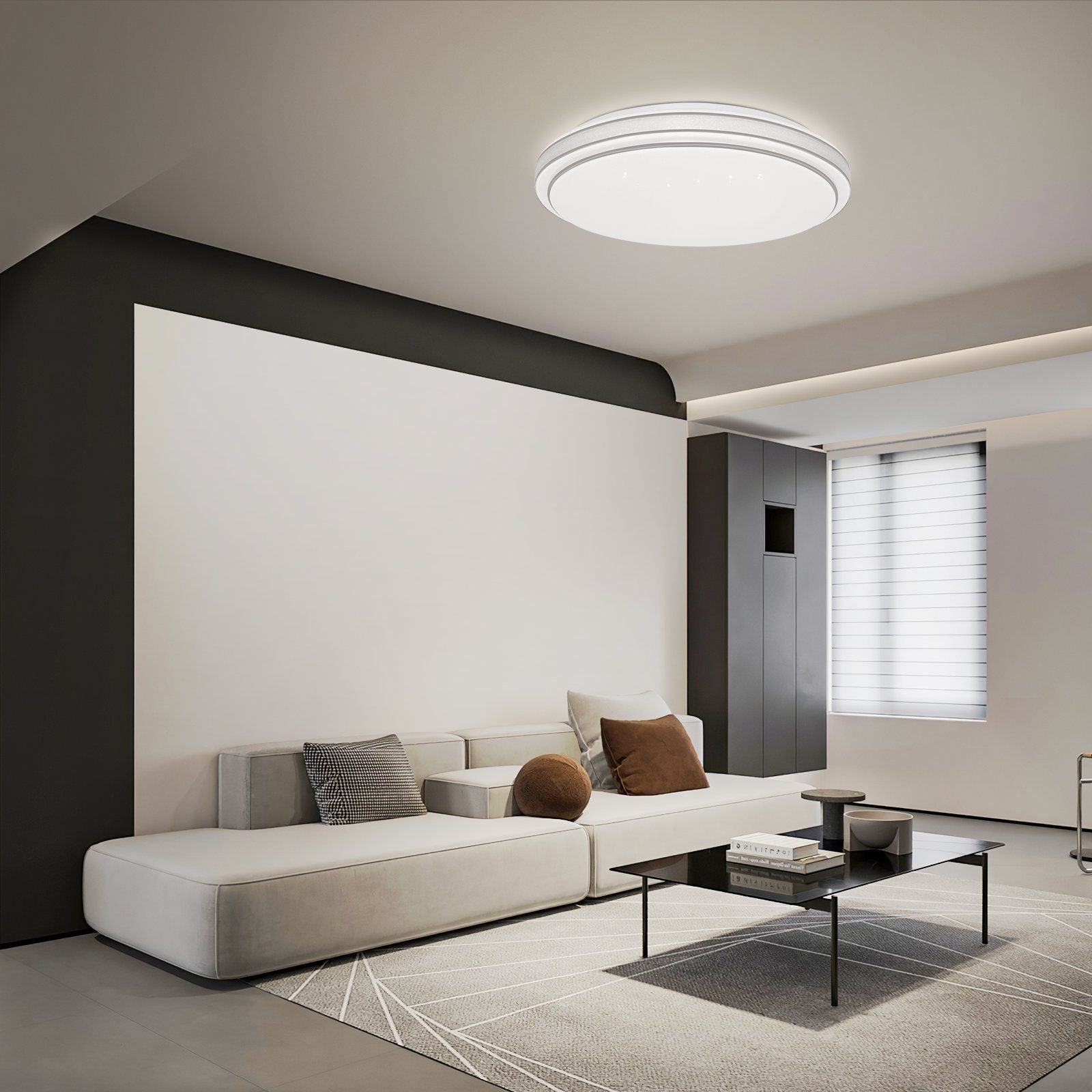 NETTLIFE Lámpara de techo LED redonda moderna, lámpara de dormitorio regulable de 23W con control remoto, lámpara de cielo estrellado de 27cm - 8