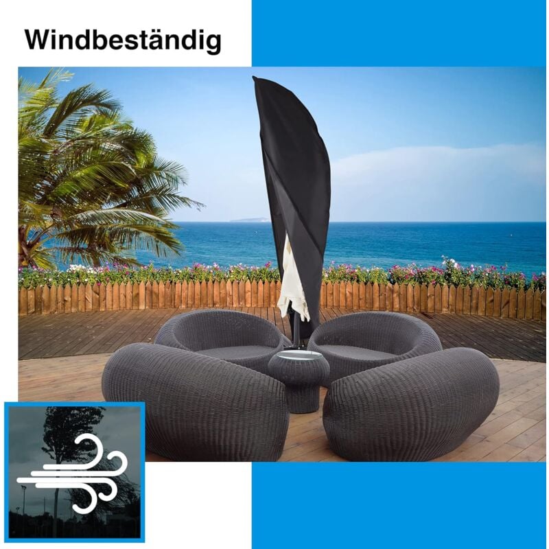 Housse de protection,pour parasol déporté,convient pour 2 m,3 m,3,5 m de diamètre,housse de parasol,protection UV,fermeture éclair ,en Oxford 210D - 4