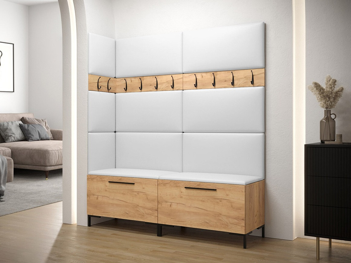 Conjunto para corredor Tivsoa 104, 196x168x46cm, Craft carvalho, Couro Ecológico, Placa de aglomerado laminado, Colocado, Montado nas parede - 2