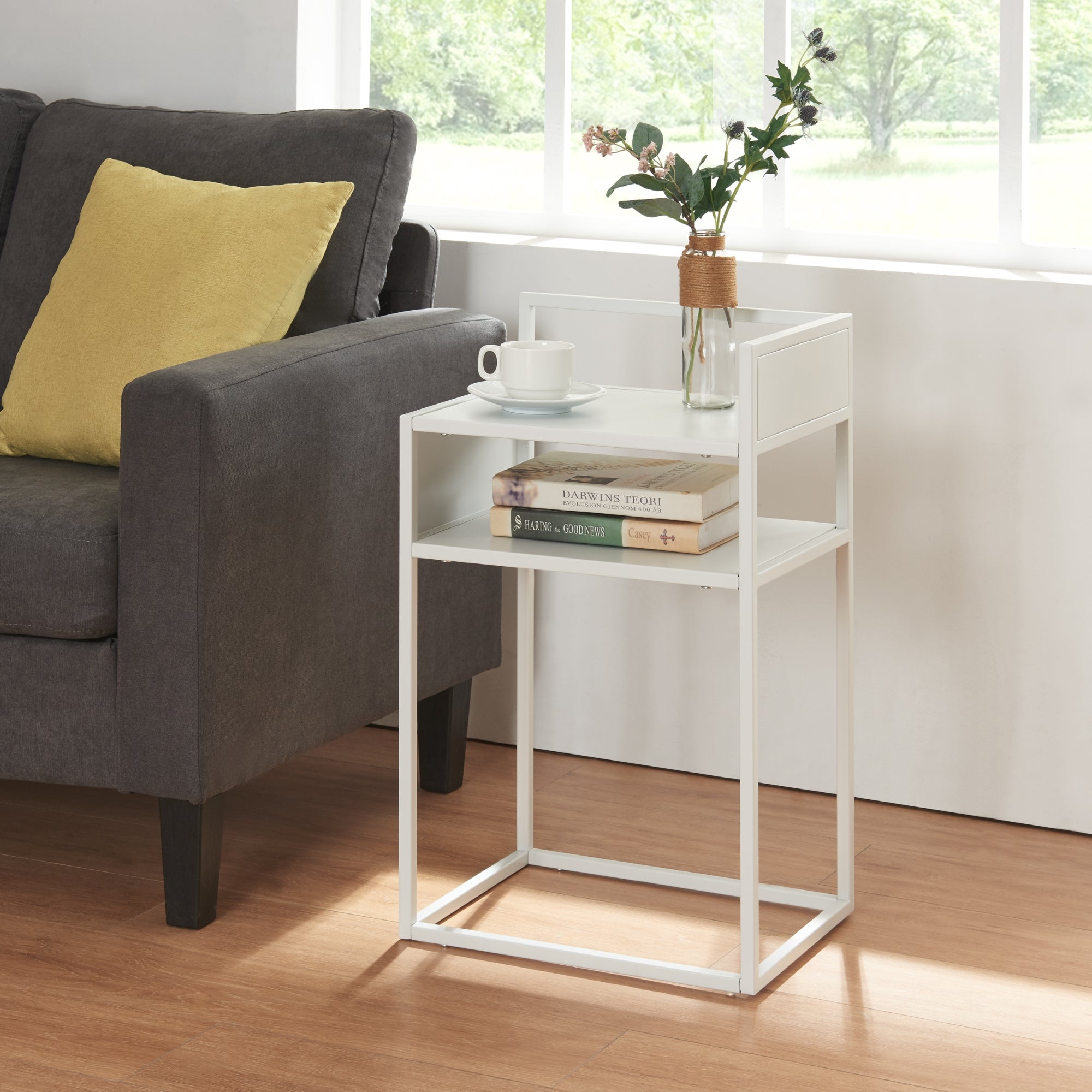 Table d'appoint Riihimäki acier 65 x 40 x 30 cm blanc mat [en.casa ...