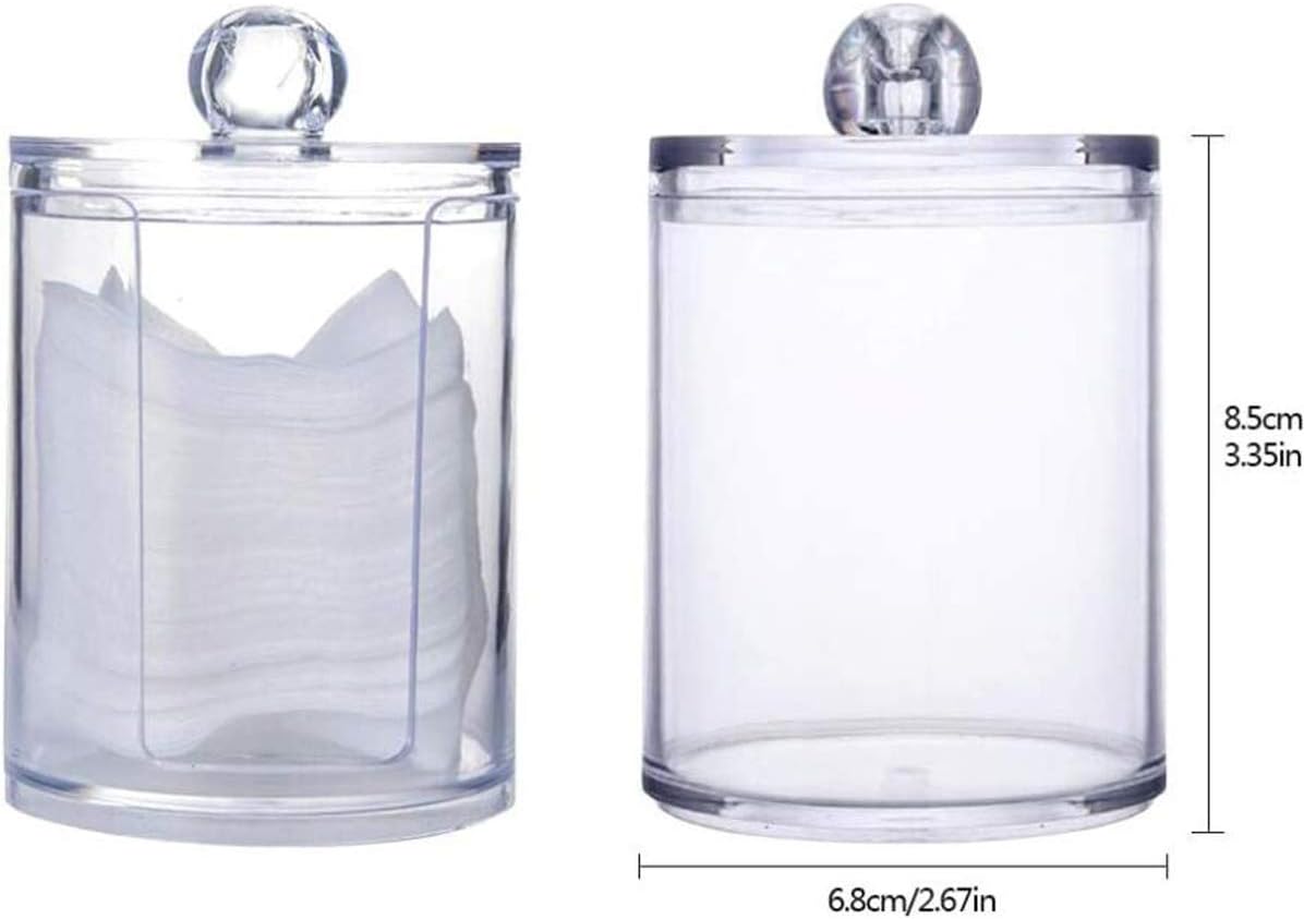 Set Organizer Toeletta In Acrilico Trasparente – Porta Batuffoli E Porta Cotton Fioc – Con Coperchio In Bambù
