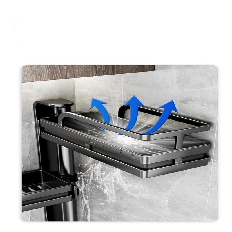 Étagère de cuisine d'angle sans perçage, rangement mural pour épices et bocaux, support à couteaux, étagère tournante à plusieurs niveaux, 30 cm - 5