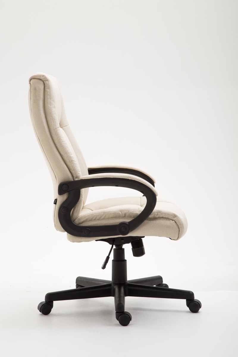 Sillón ejecutivo giratorio tapizado con reposabrazos tapizado en tela color crema estructura de plástico 10_0006988 - 3