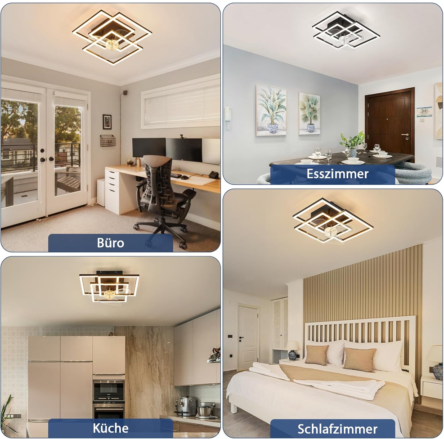 NETTLIFE Ventilateur de Plafond LED Noir Silencieux, CCT 3000-6500K Dimmable, 6 Vitesses, Télécommande & Minuterie, Moderne pour Salon Chambre - 8