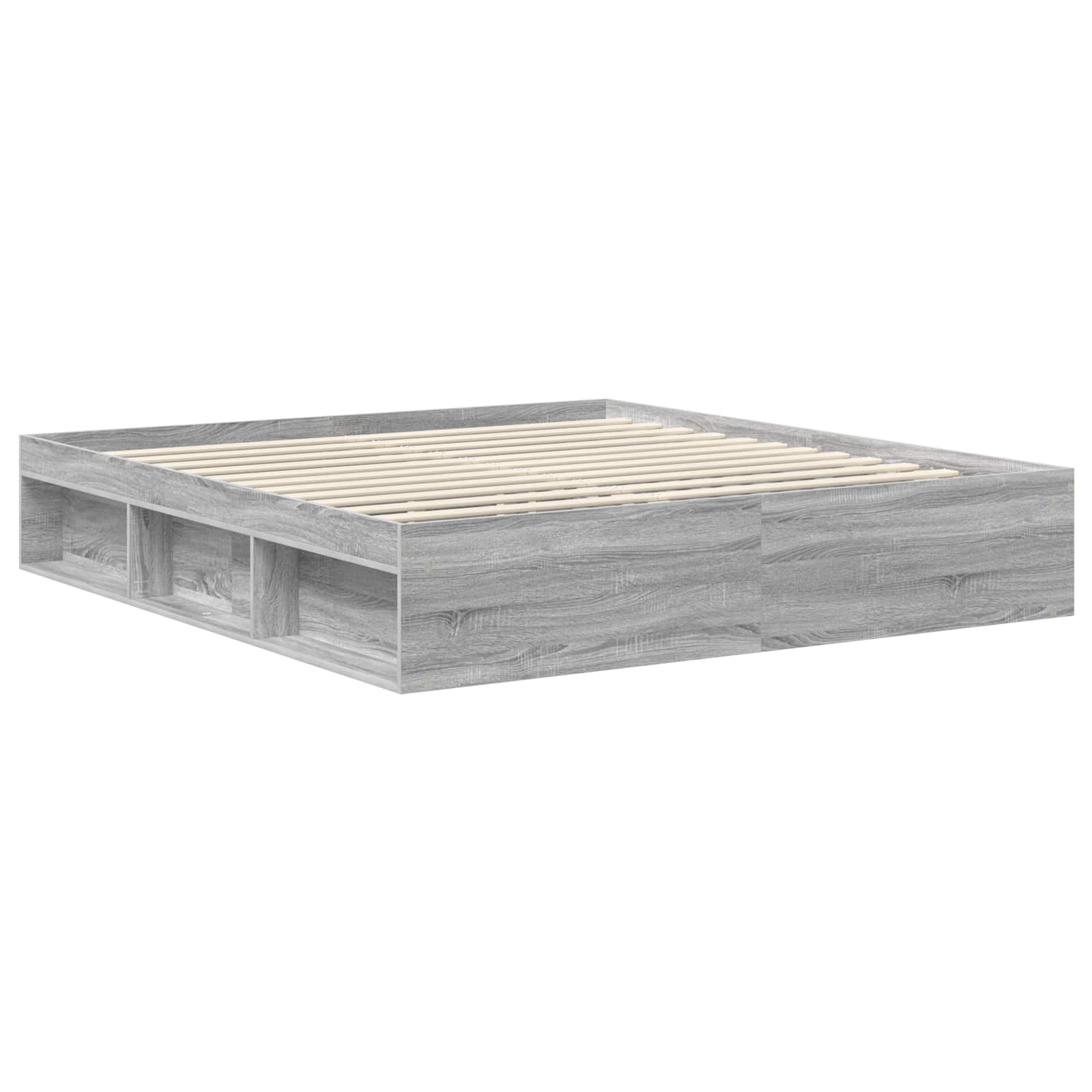 Cadre de lit gris 180 x 200 cm en bois de pin massif - 5