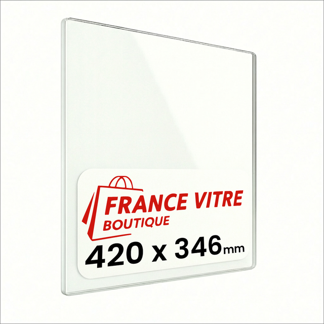 420 x 346 x 4 mm - Vitre de cheminée pour insert et poêle à bois - verre de rechange - France Vitre - jusqu'à 800°C - 346x420 mm