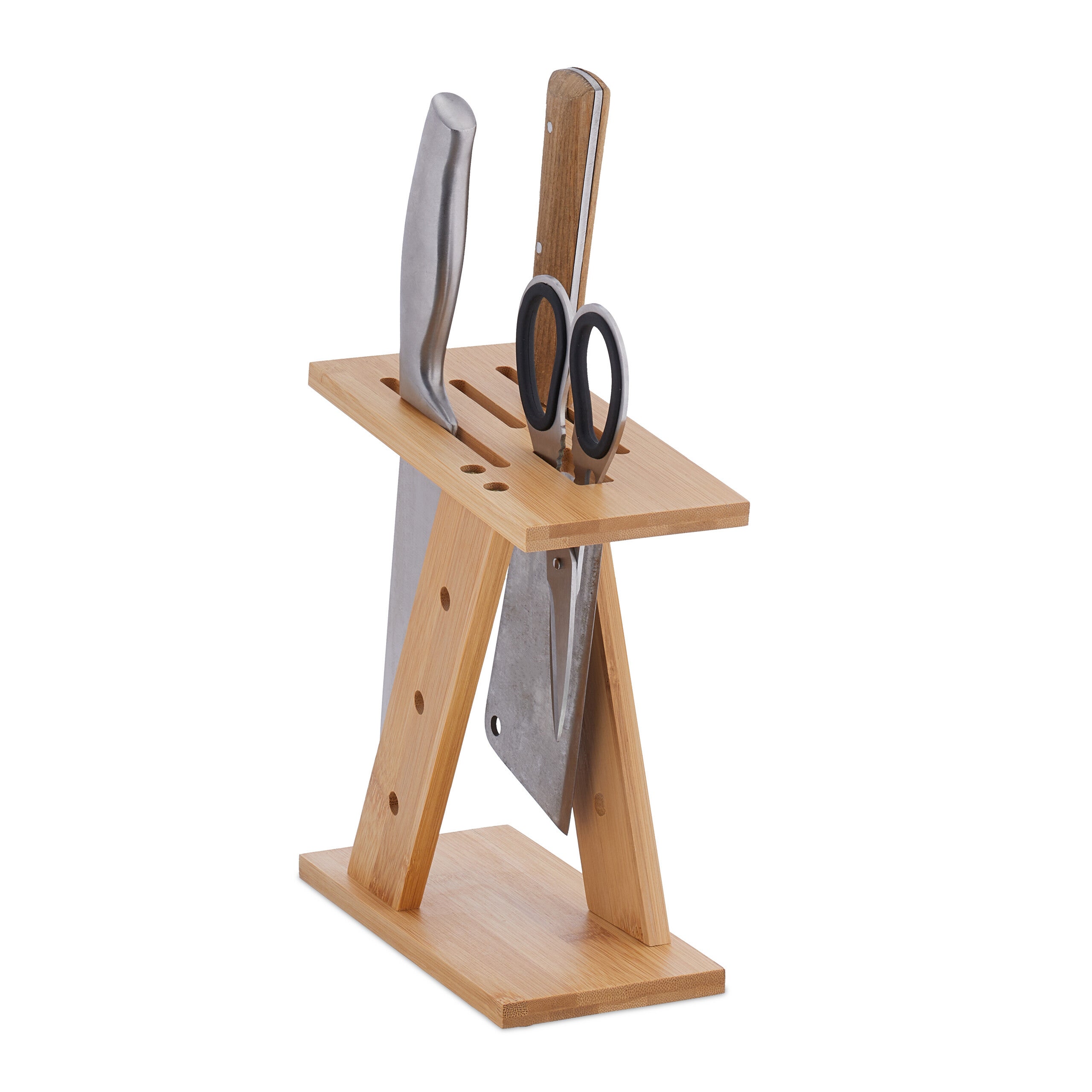 Relaxdays Ceppo Portacoltelli Vuoto, Supporto in Bambù per Coltelli con Lame Larghe HLP 24 x 8,5 x 15 cm, Marrone Chiaro | Leroy Merlin