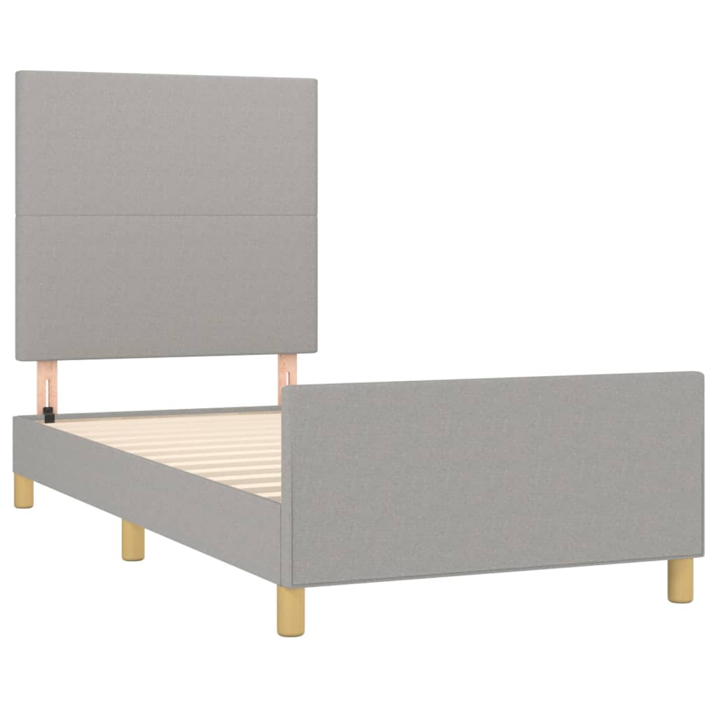 Cadre de lit sans matelas gris clair 100 x 200 cm tissu - 4
