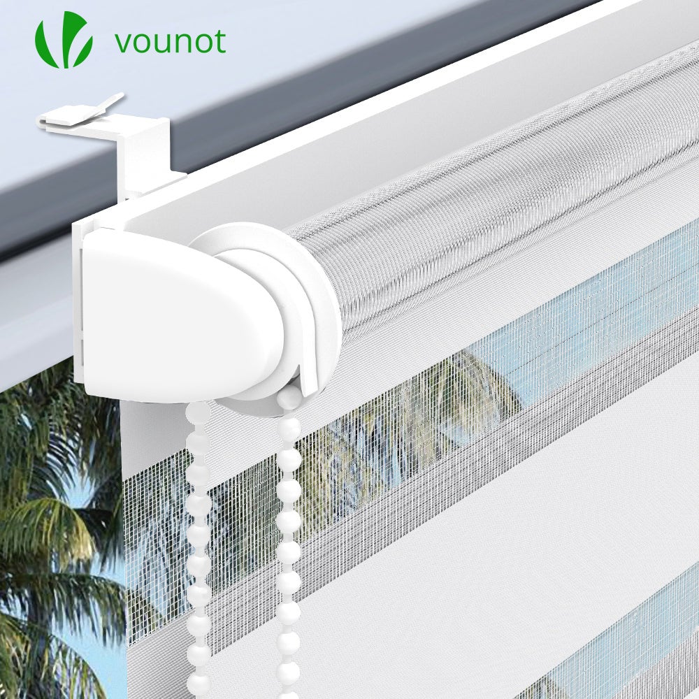 Lot de 2 Stores enrouleur jour/nuit blanc - 100x150cm - sans perçage ou avec - VOUNOT® - 5