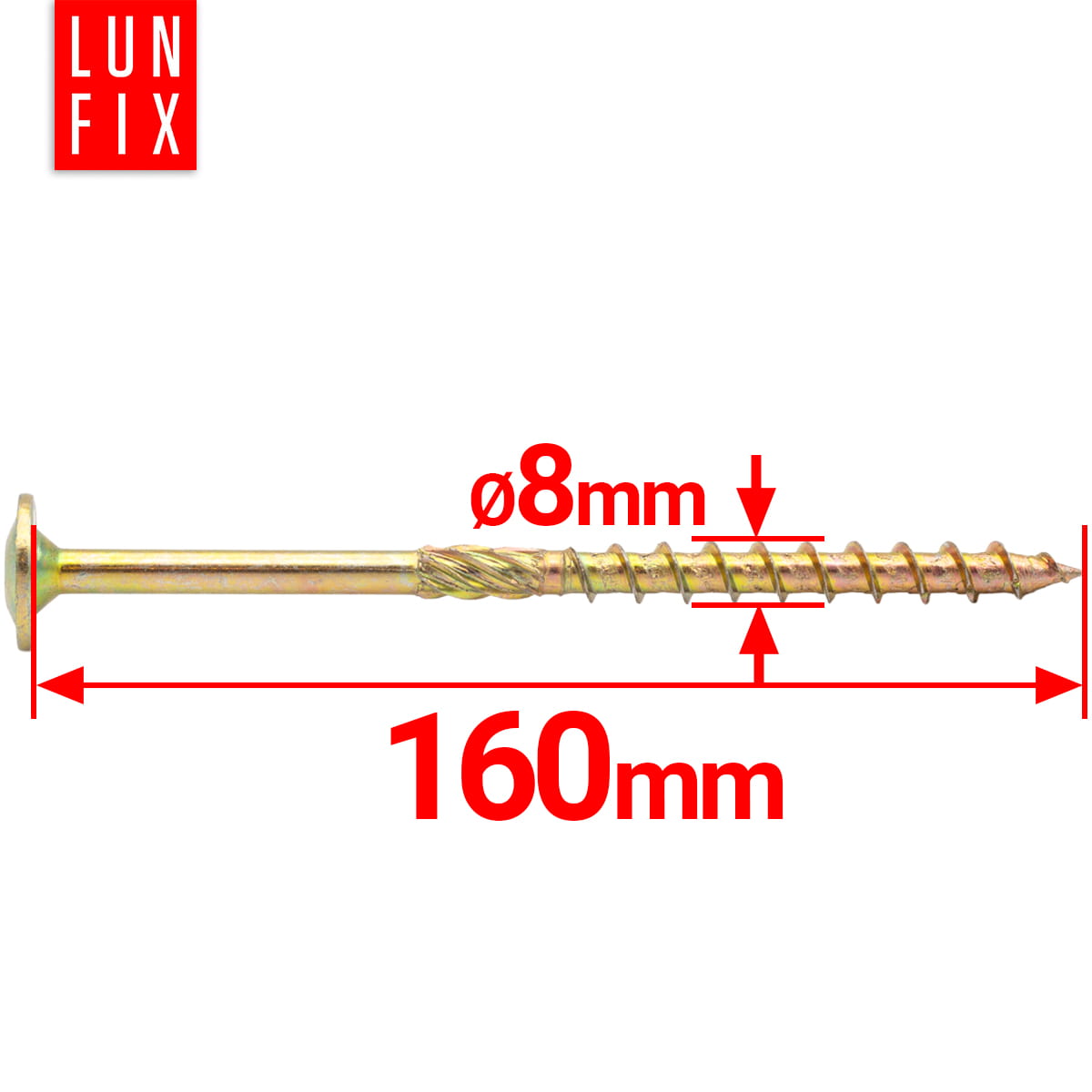 Wkręty ciesielskie z łbem talerzowym 8x160mm 50szt. - 2