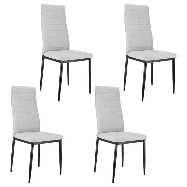 Conjunto de 4 Cadeiras com Encosto Alto e Almofadado Confortável, Estrutura Metálica, Ideal para Sala de Jantar, Escritório e Sala de Estar