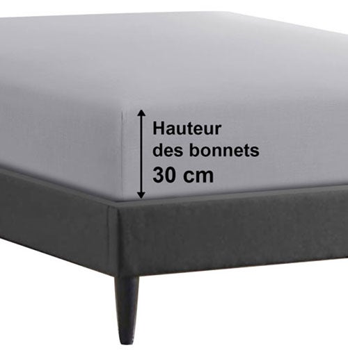 Drap-housse 100% coton 57 Fils Blanc - 160 x 200 cm - Bonnet 30 cm - 3