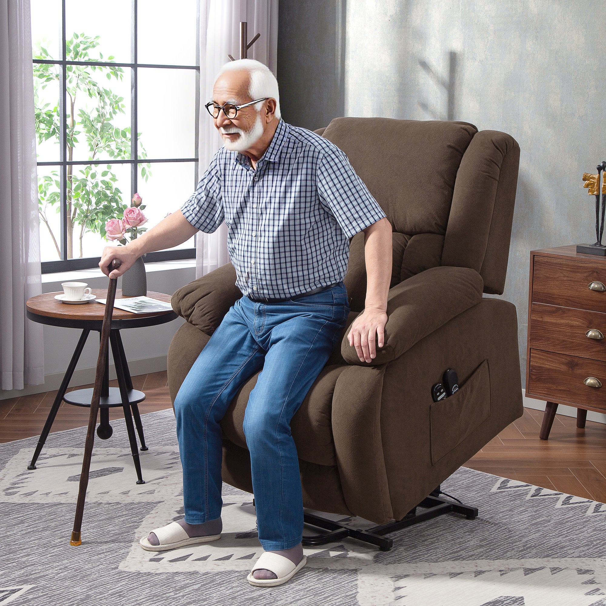 Fauteuil releveur électrique Velours (100% polyester) HOMCOM - 2